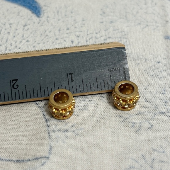 Brighton Gold Plated Crystals Spacer Bead Lot of 2 Sparkly Cutout Pattern - Picture 8 of 9